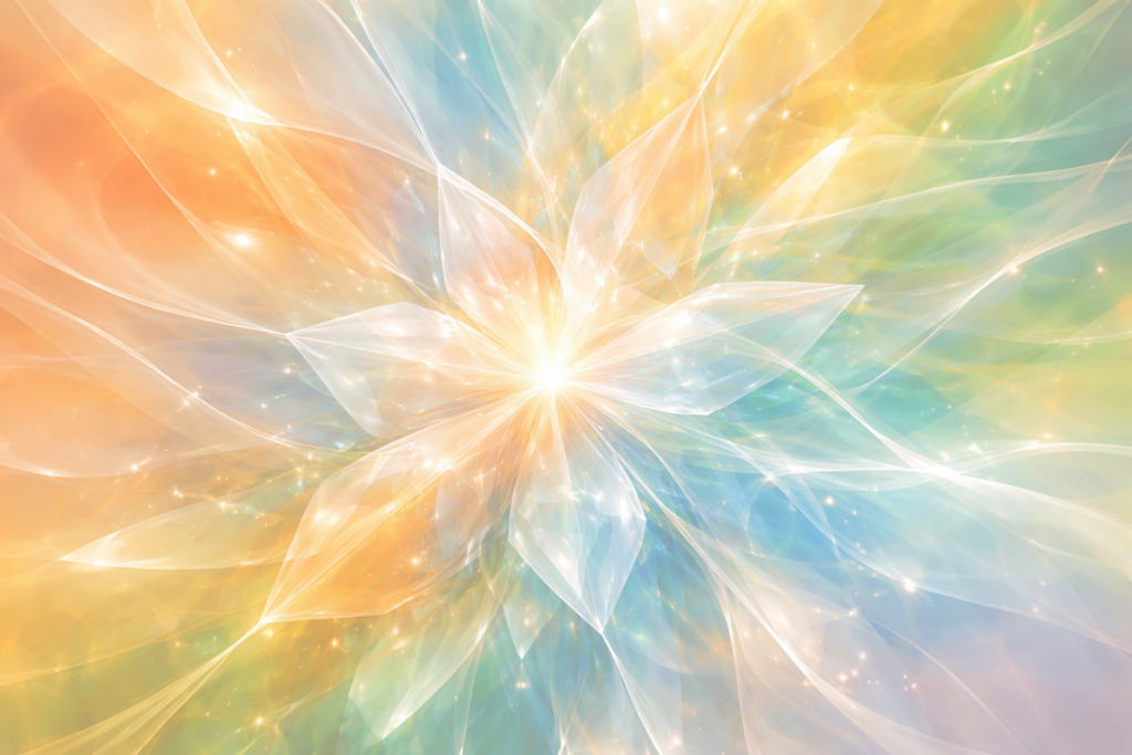 Abstract crystalline illustration representing the fascial network that supports posture, movement, and structural balance in the human body.